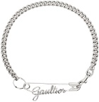 Jean Paul Gaultier Silver Flowers 'The Gaultier Safety Pin' Necklace