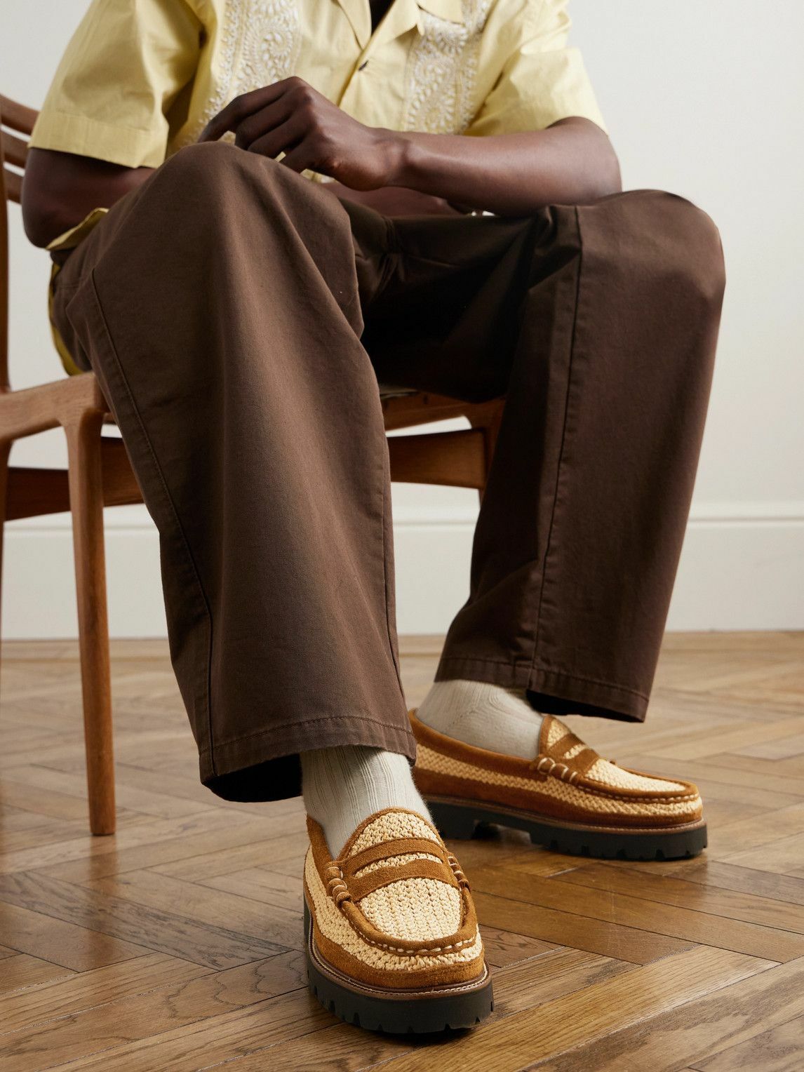 G.H. BASS - Corridor Larson Weejuns Raffia and Suede Loafers - Brown