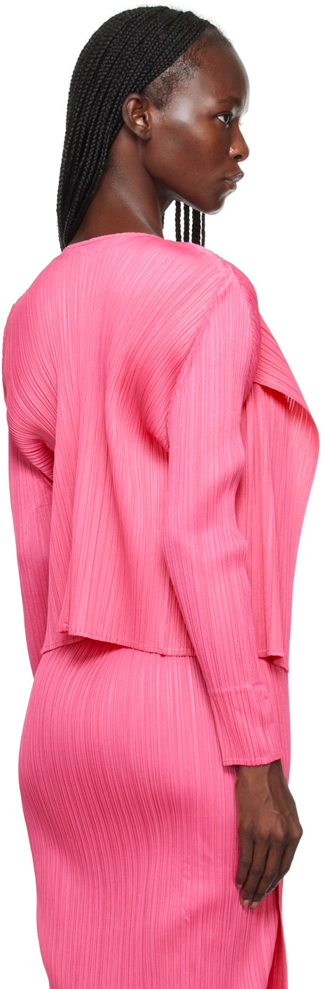 Pleats Please Issey Miyake Pink Monthly Colors July Cardigan