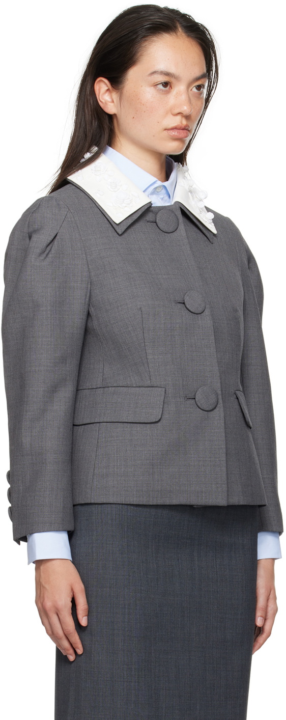 SHUSHU/TONG Gray Embellished Lapel Collar Jacket Shushu/Tong SHUSHU/TONG Gray Embellished Lapel Collar Jacket Shushu/Tong