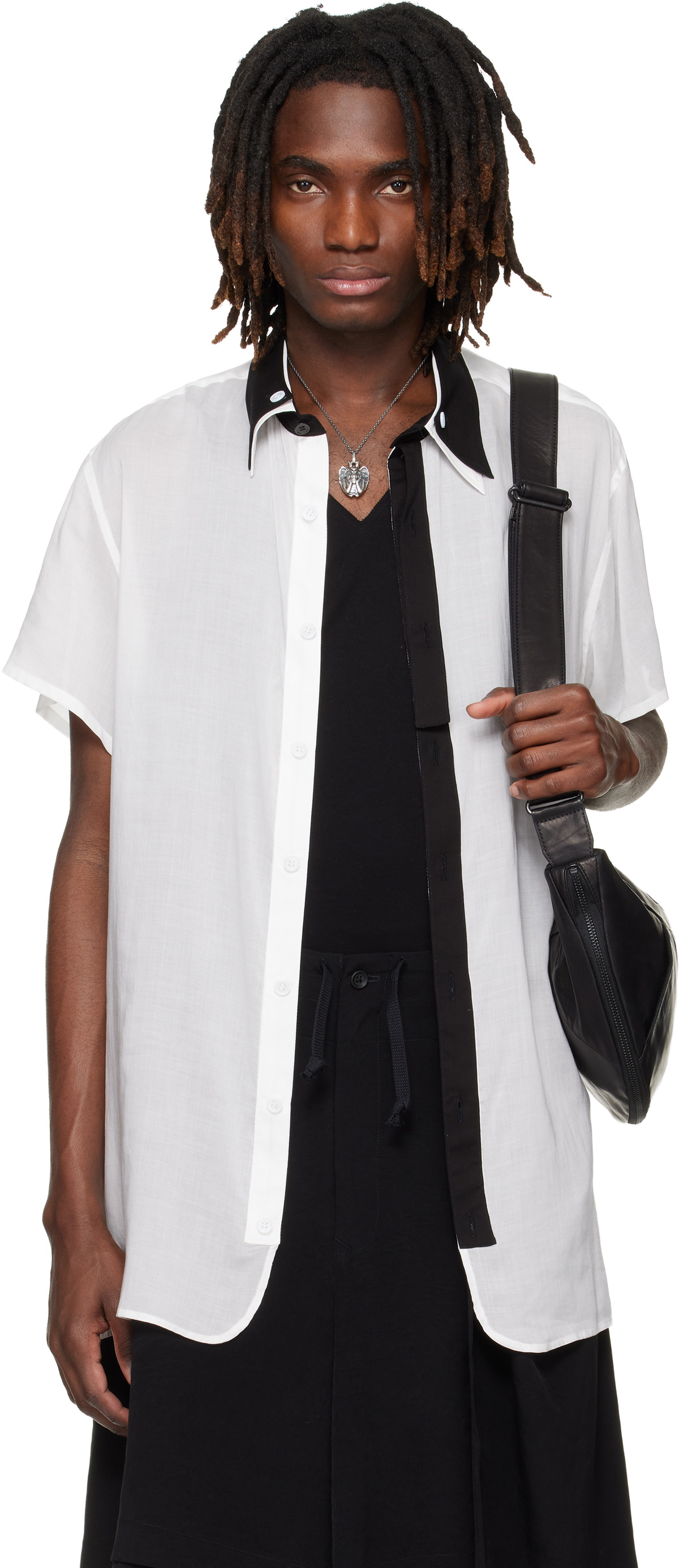 YOHJI YAMAMOTO White Double Collar B Shirt