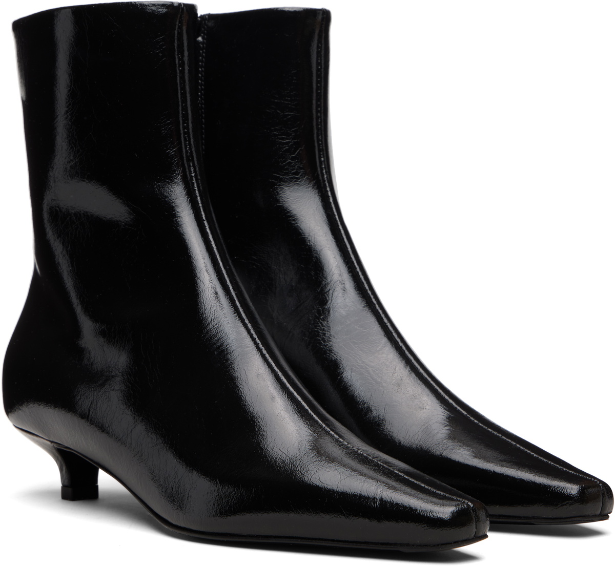 TOTEME Black Slim Naplack Ankle Boots Toteme
