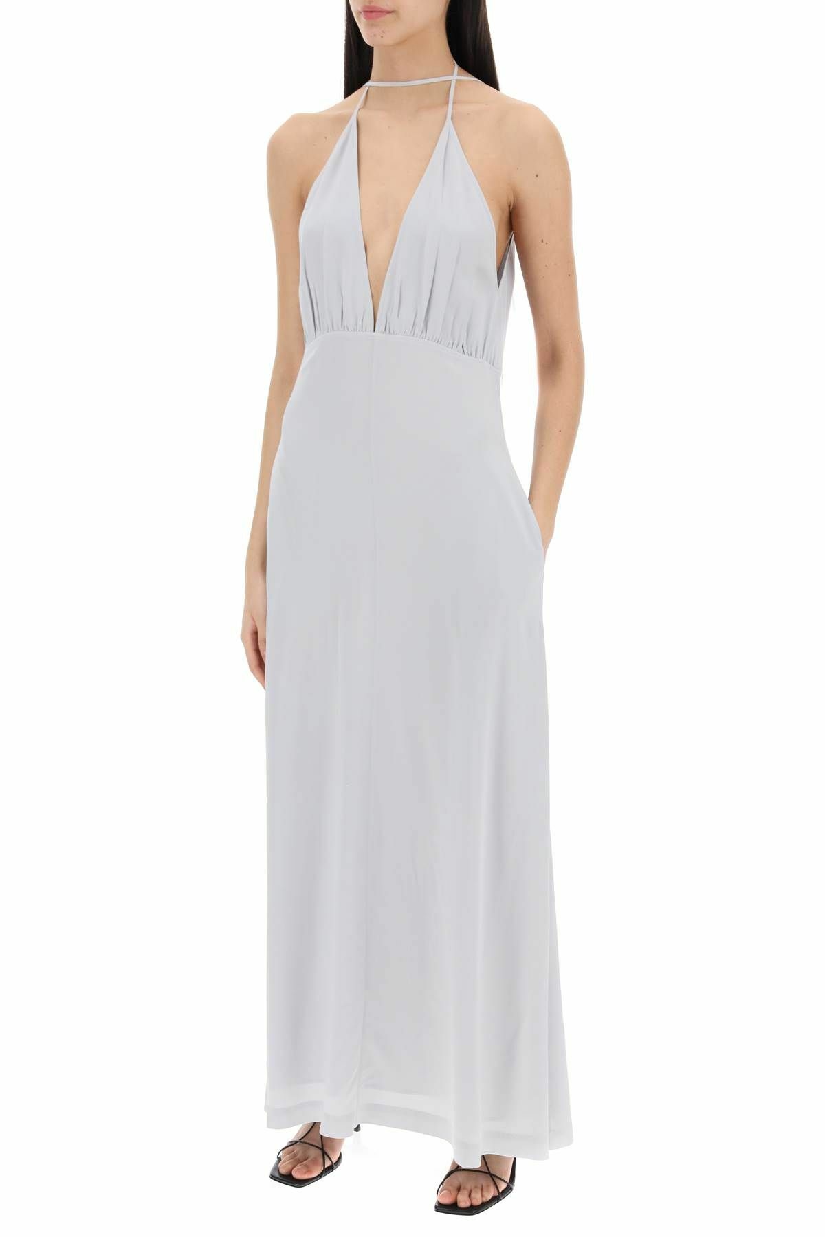 halter top beach wedding dresses ZAPAKA Women Ivory Sweep Train Long Wedding Dress with Slit A-Line Halter Bridal Dress, Ivory / US20W main image 0