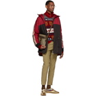 Gucci Red and Black Nylon Logo Stripe Coat