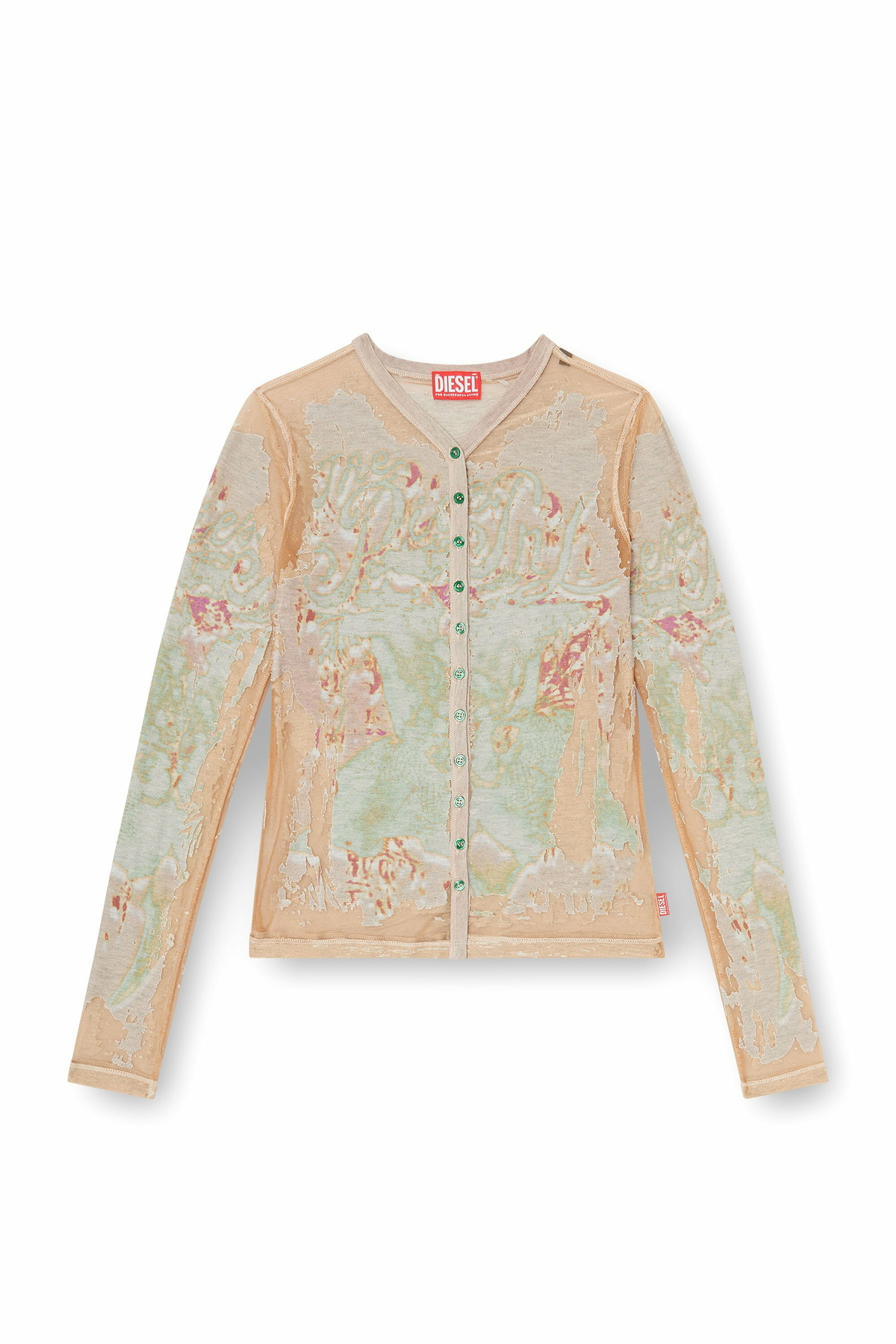 Diesel Cardigan top in printed devoré jersey - Tops Womens in Brown