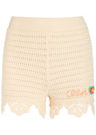 Chloe Logo-intarsia Crochet Cotton Shorts White