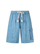 MC2 Saint Barth Man Denim Blue Linen Bermuda Marseille