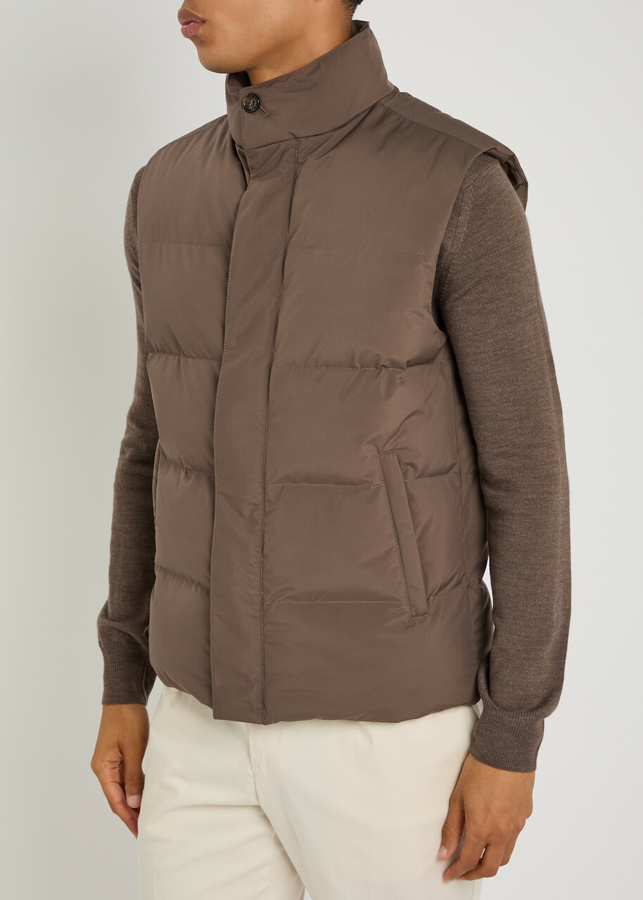 Aurélien Quilted Shell Gilet Taupe