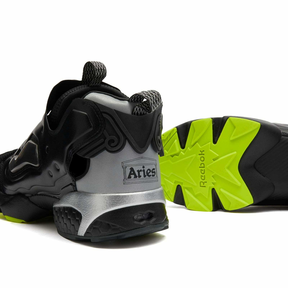 Reebok x ARIES Instapump Fury 94 Sneakers in Black/Grey/Lime