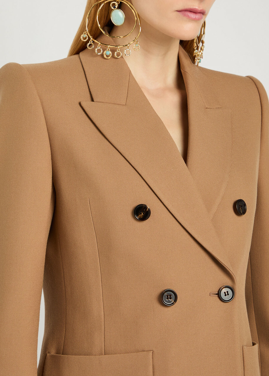 Chloe Double-breasted Wool Blazer Brown