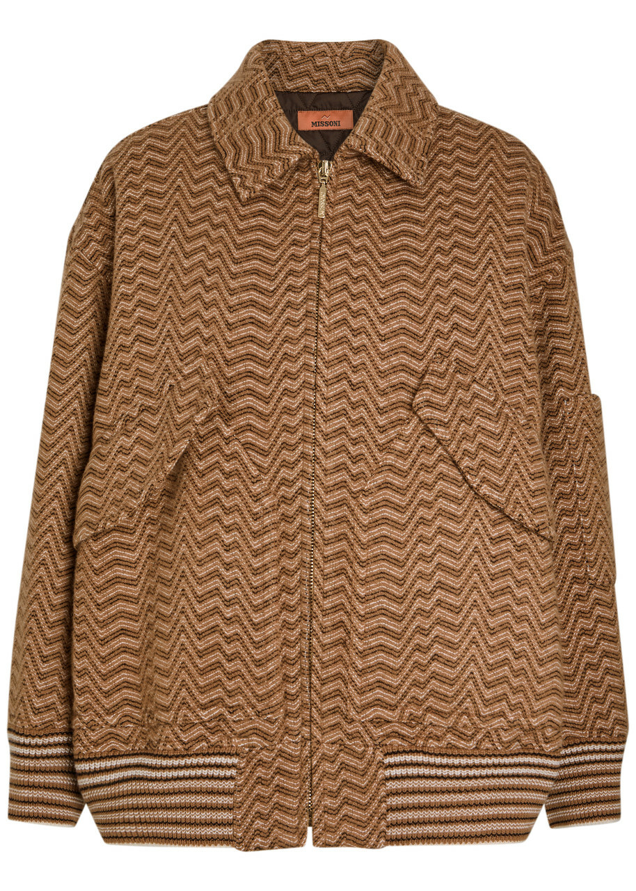 Missoni Zigzag Wool-blend Bomber Jacket Camel