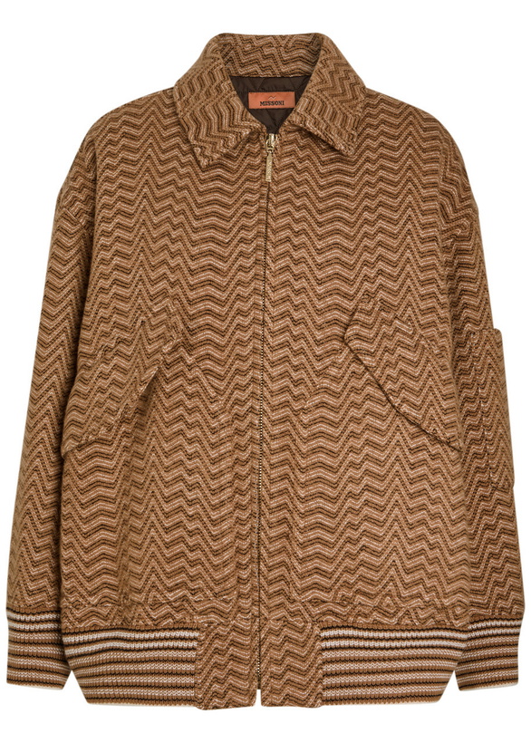 Photo: Missoni Zigzag Wool-blend Bomber Jacket Camel