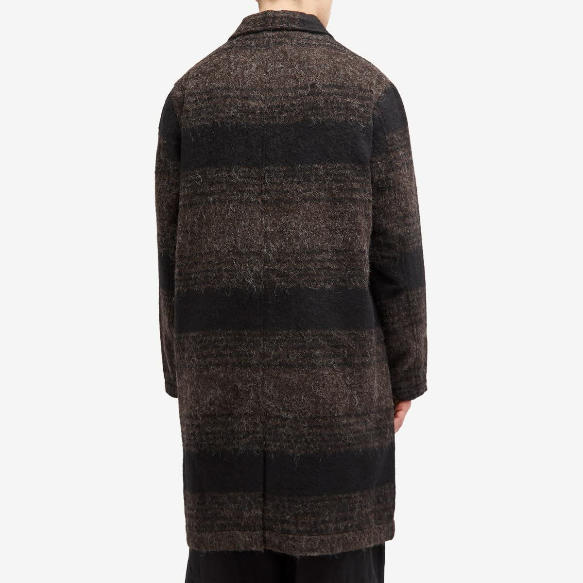 Universal Works Men's Alpaca Stripe Account Coat in Brown/Black