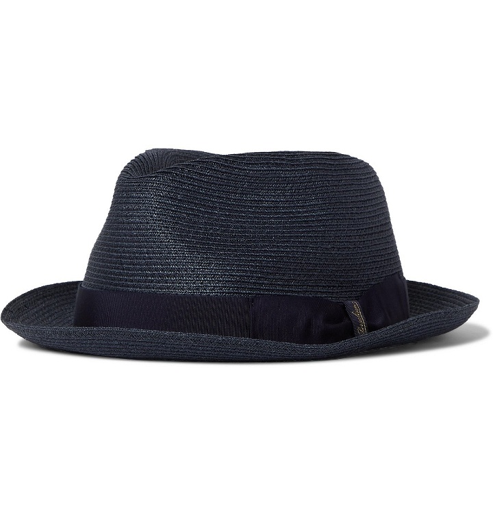 Photo: Borsalino - Jules Grosgrain-Trimmed Hemp Panama Hat - Blue