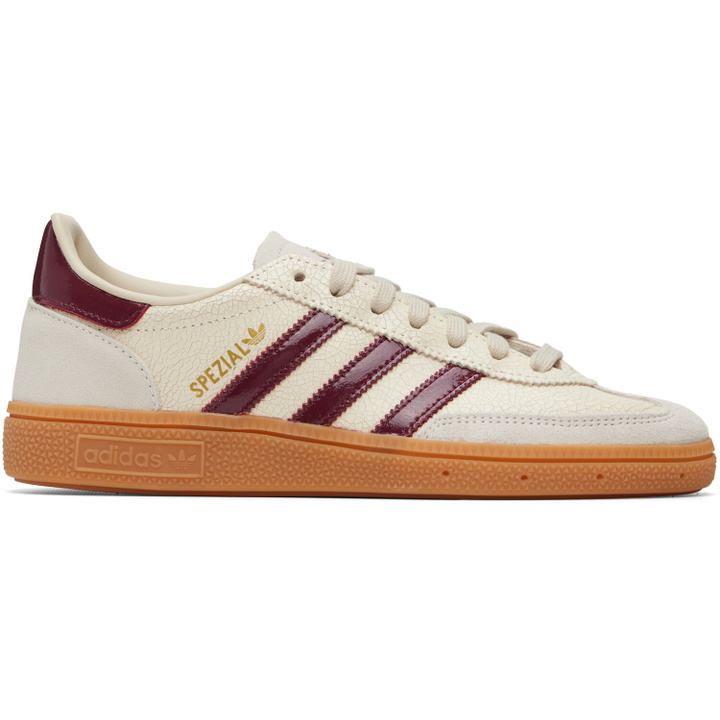 Photo: adidas Originals Off-White & Burgundy Handball Spezial Sneakers
