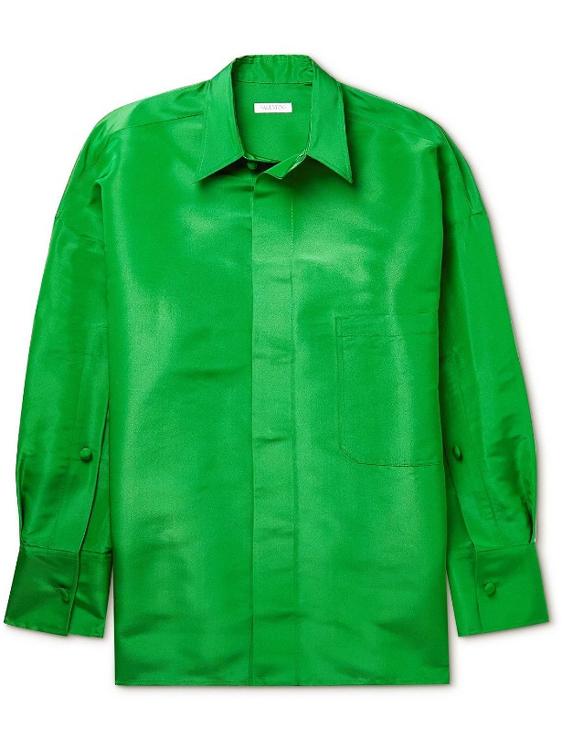 Photo: Valentino - Silk-Faille Overshirt - Green