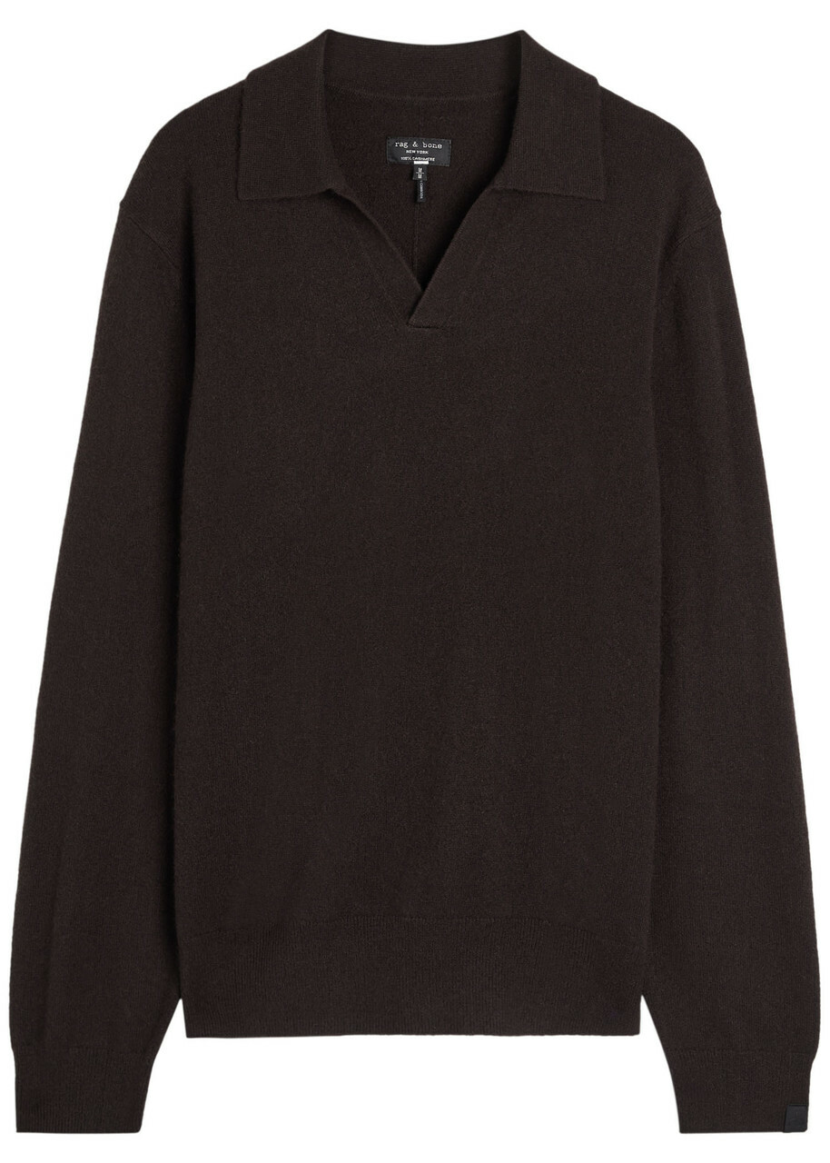 Rag & Bone Cashmere Polo Jumper Dark Brown