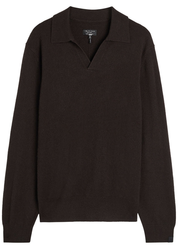 Photo: Rag & Bone Cashmere Polo Jumper Dark Brown