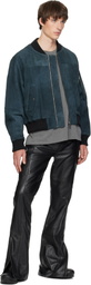Deadwood Navy Bofinger Dark Panel Suede Bomber Jacket