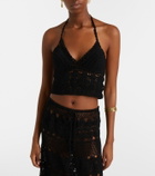Anna Kosturova Filigree crochet halterneck cotton top