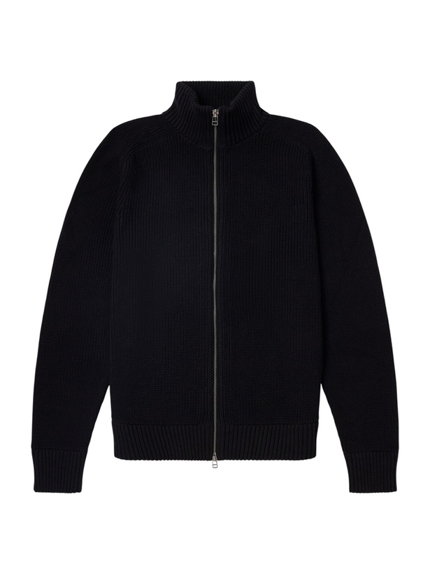 Photo: 3sixteen - Driver Ribbed Pima Cotton Zip-Up Cardigan - Black