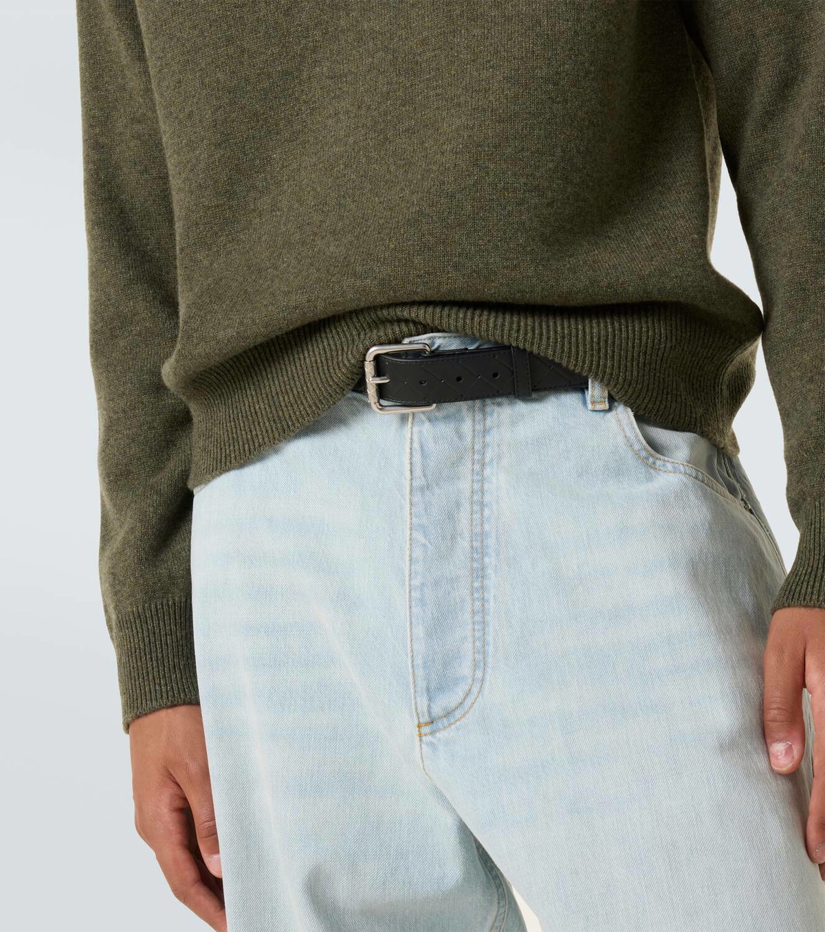 ベルト Bottega Veneta Leather Belt With Intrecciato Motif Bottega Veneta Intrecciato Stamp 35mm leather belt Bottega