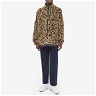 Wacko Maria Men's Leopard Boa Fleece Jacket in Beige