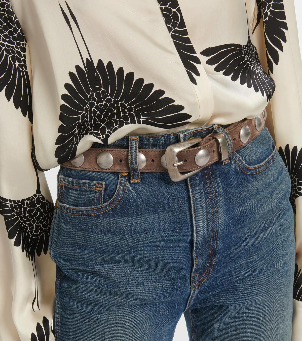 Khaite Benny studded suede belt