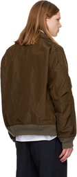sacai Brown Treated Nylon Twill Bomber Jacket