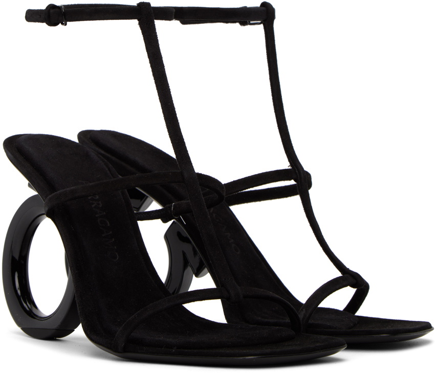 Ferragamo Black Elina Heeled Sandals