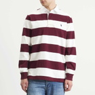 Polo Ralph Lauren Men's Stripe Rugby Shirt in Classic Wine/Trophy Cream