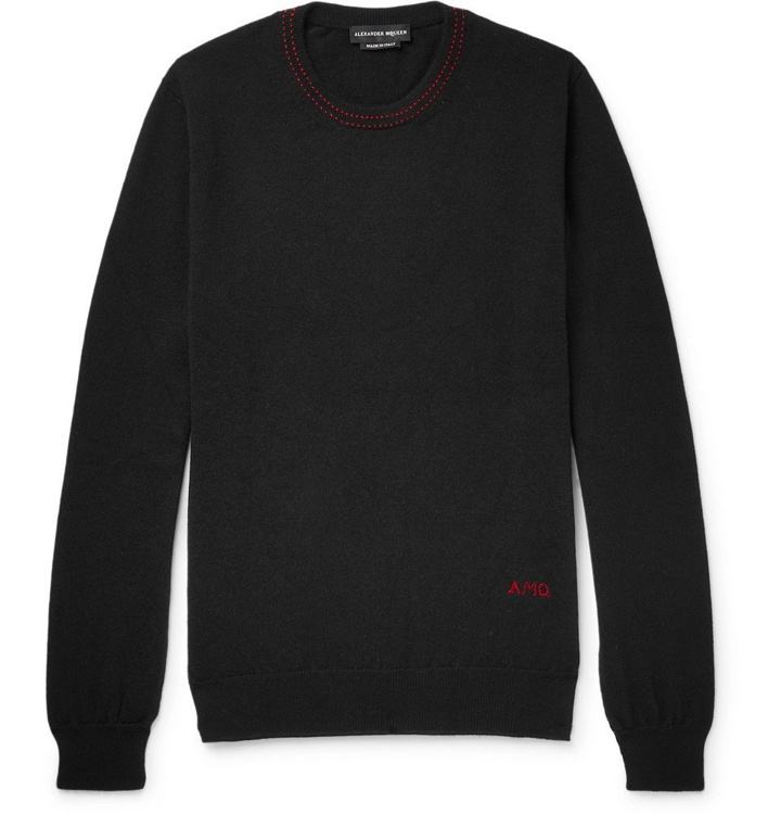 Photo: Alexander McQueen - Logo-Embroidered Cashmere Sweater - Men - Black