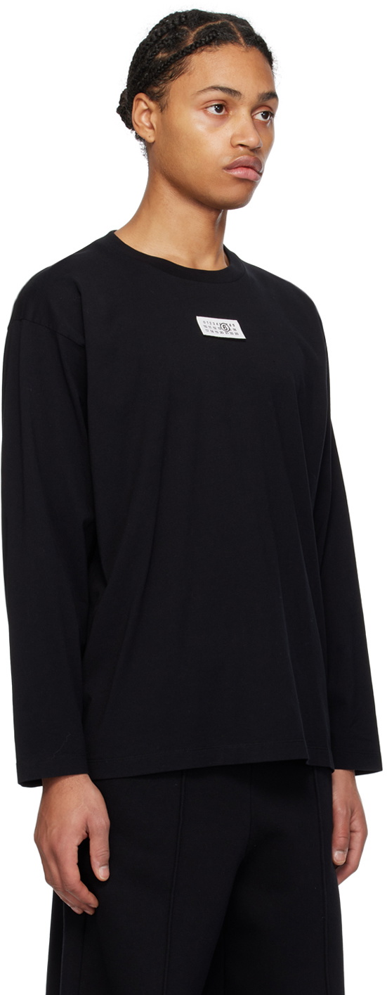 MM6 Maison Margiela Black Numeric Signature Long Sleeve T