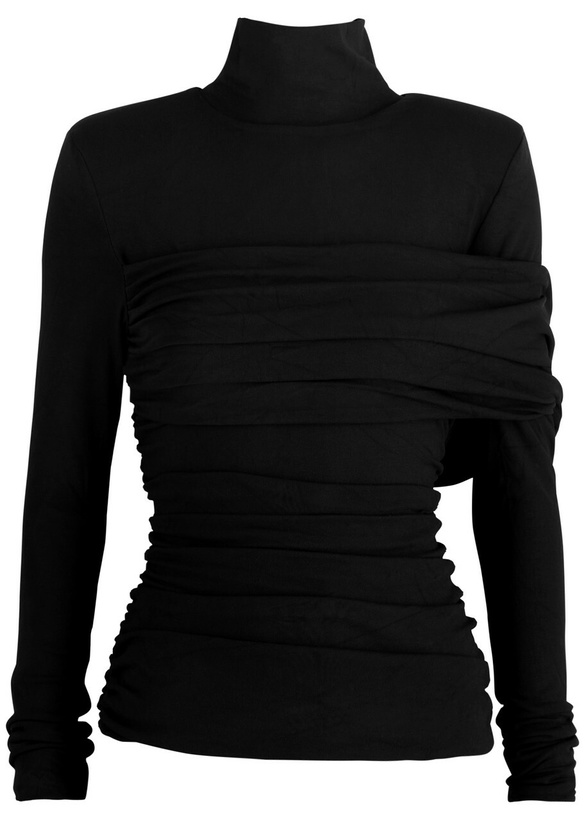 Photo: Aexae Ruched Stretch-jersey top Black