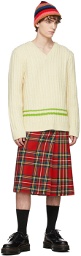 Molly Goddard Off-White Aran Basil Jumper V-Neck Sweater