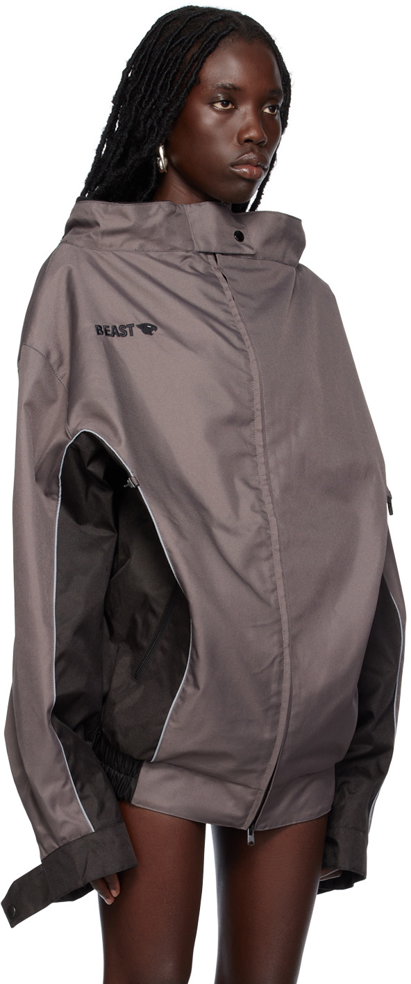 Liza Keane SSENSE Exclusive Gray & Black Rider Jacket