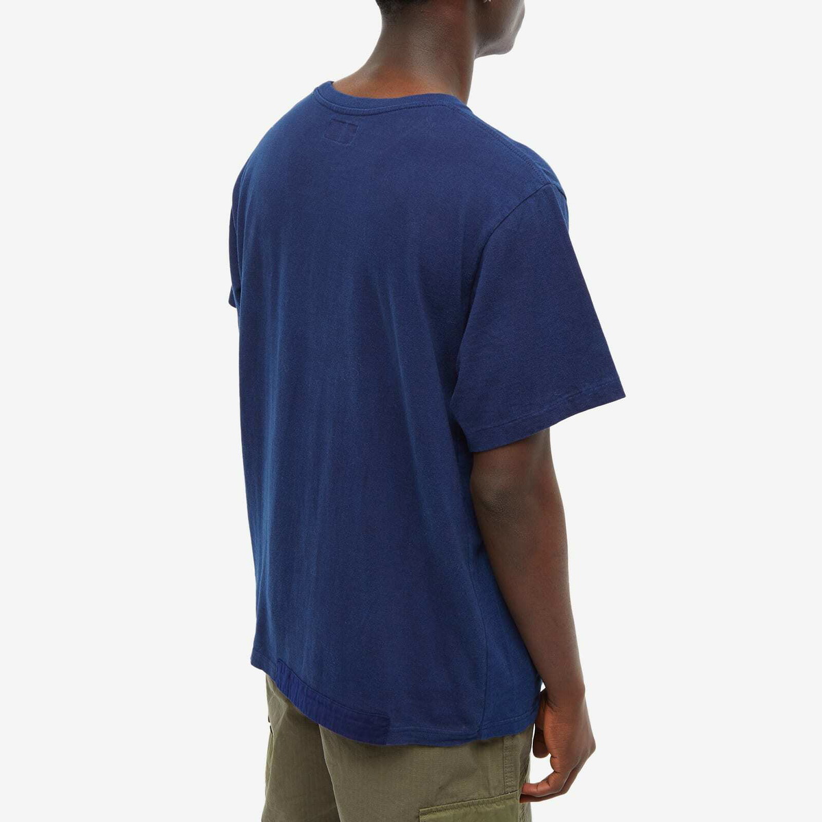 Blue Blue Japan Men's Hand Stitched Patchwork T-Shirt in Blue Blue Japan Men's Hand Stitched Patchwork T-Shirt in