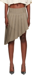 We11done Beige Asymmetric Checked Midi Skirt