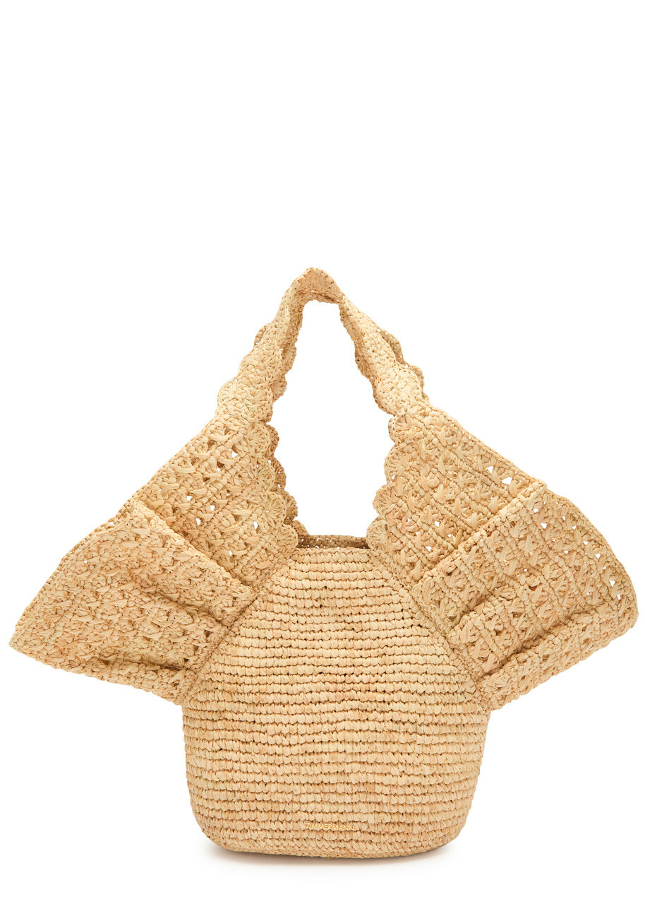 Zimmermann Ruffled Raffia Bucket bag Natural One Size Zimmermann