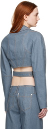 Aleksandre Akhalkatsishvili Blue Pin-Buckle Denim Jacket