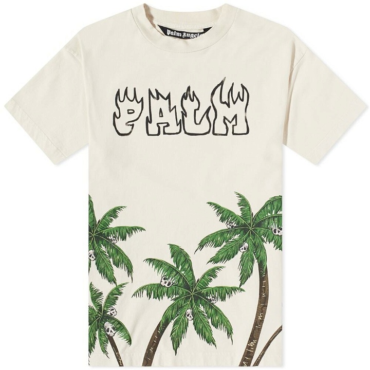 Photo: Palm Angels Men's Palms and Skulls T-Shirt in White/Green