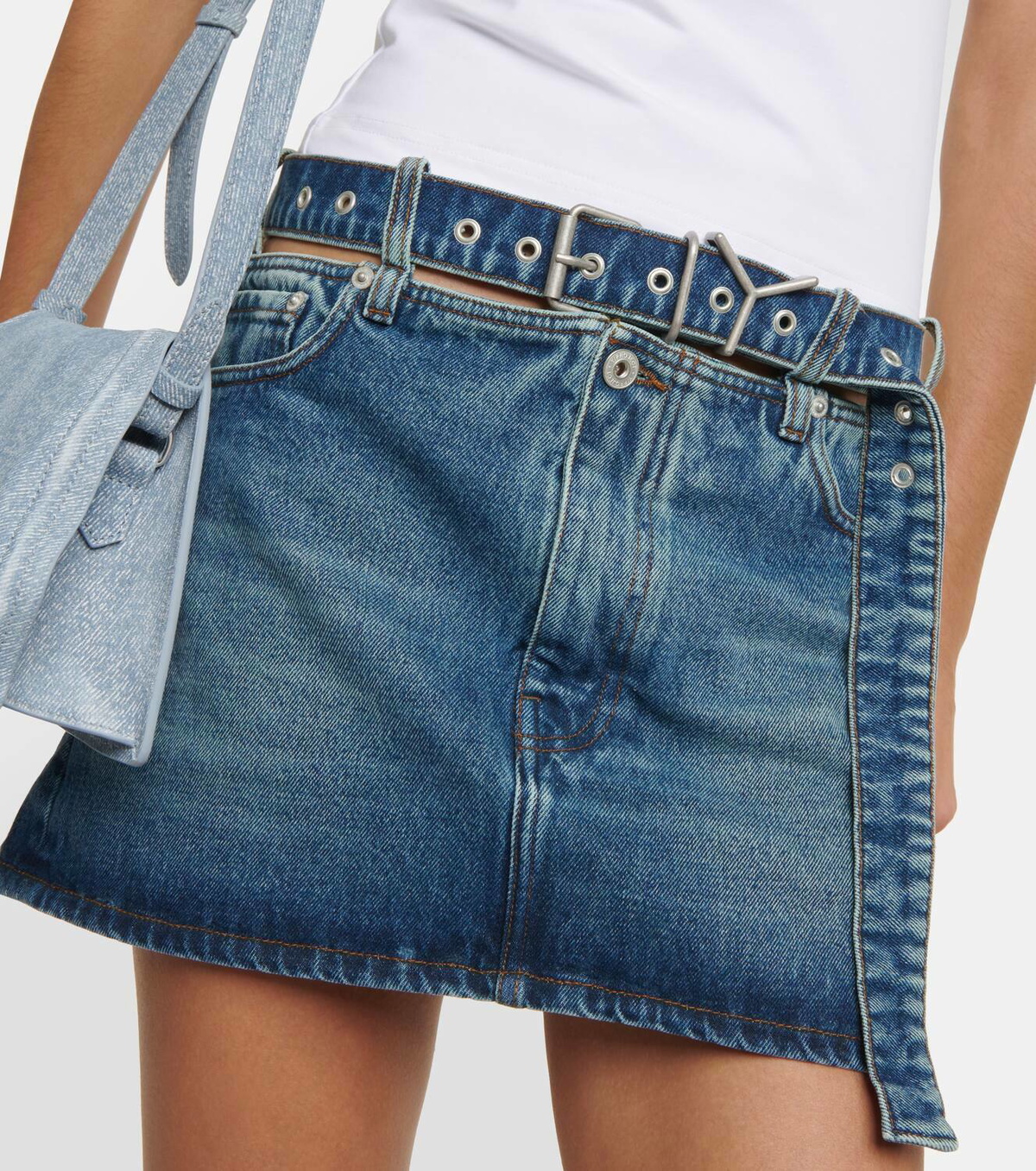 Y/Project Y Belt denim miniskirt