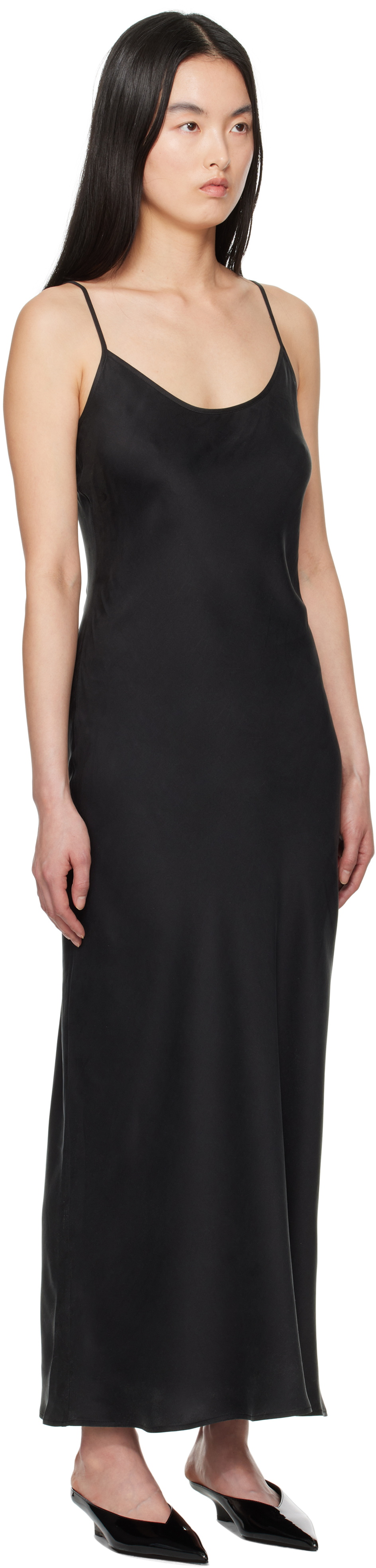 Silk Laundry Black 90s Slip Midi Dress