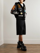 Givenchy - (b).STROY Appliquéd Wool-Blend and Leather Hooded Varsity Jacket - Black