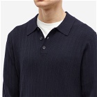 Wax London Men's Oban Vertical Knit Polo Shirt in Navy