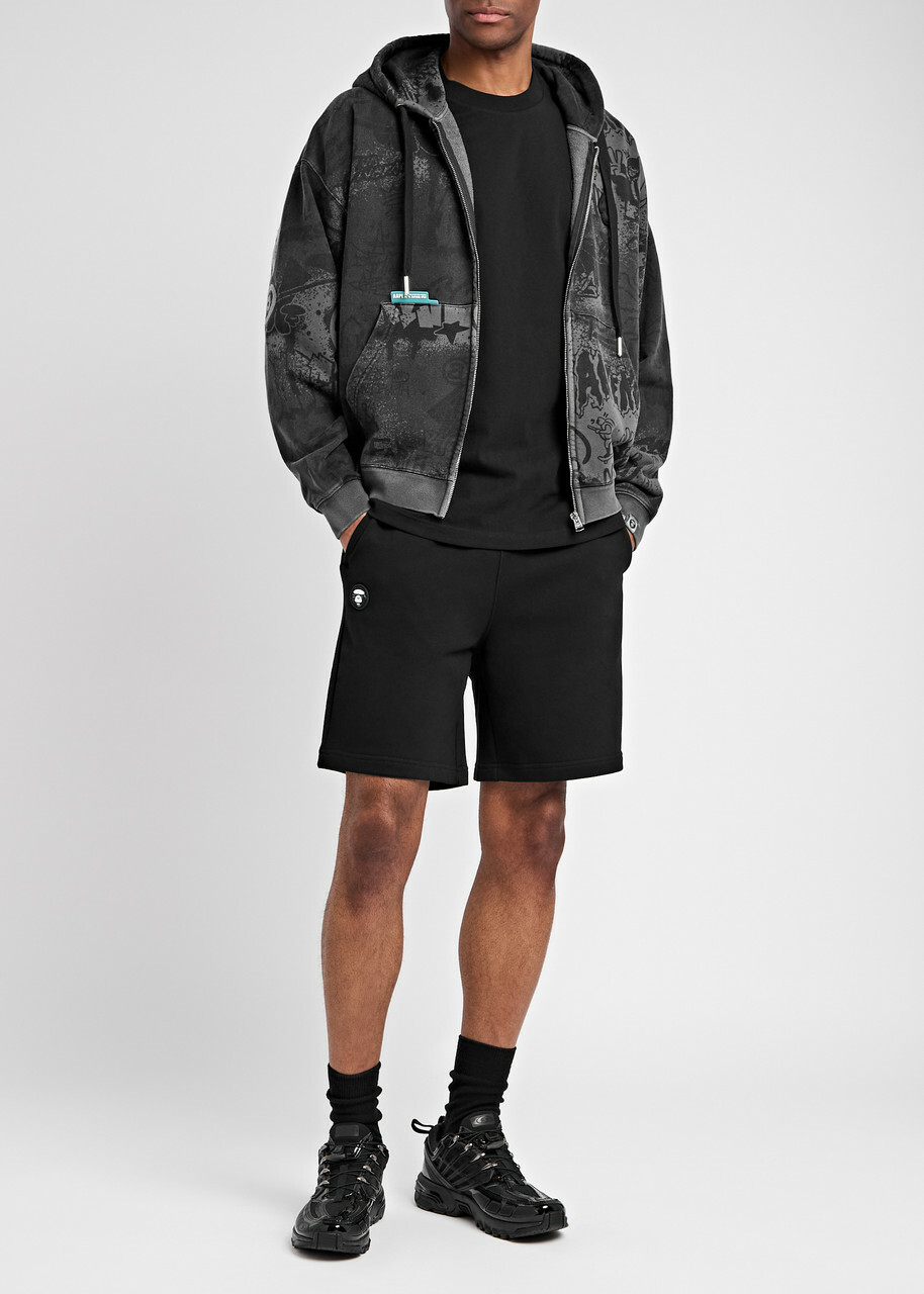 Aape Graffiti Hooded Cotton-blend Sweatshirt Black