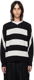 Kijun Black & Gray Striped Polo