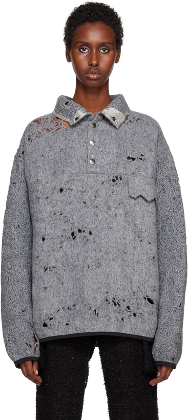 Photo: VITELLI Gray Button Sweater