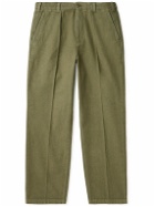 ARKET - Eurythmics Straight-Leg Pleated Cotton-Twill Trousers - Green