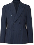 Barena - Double-Breasted Jacquard Suit Jacket - Blue